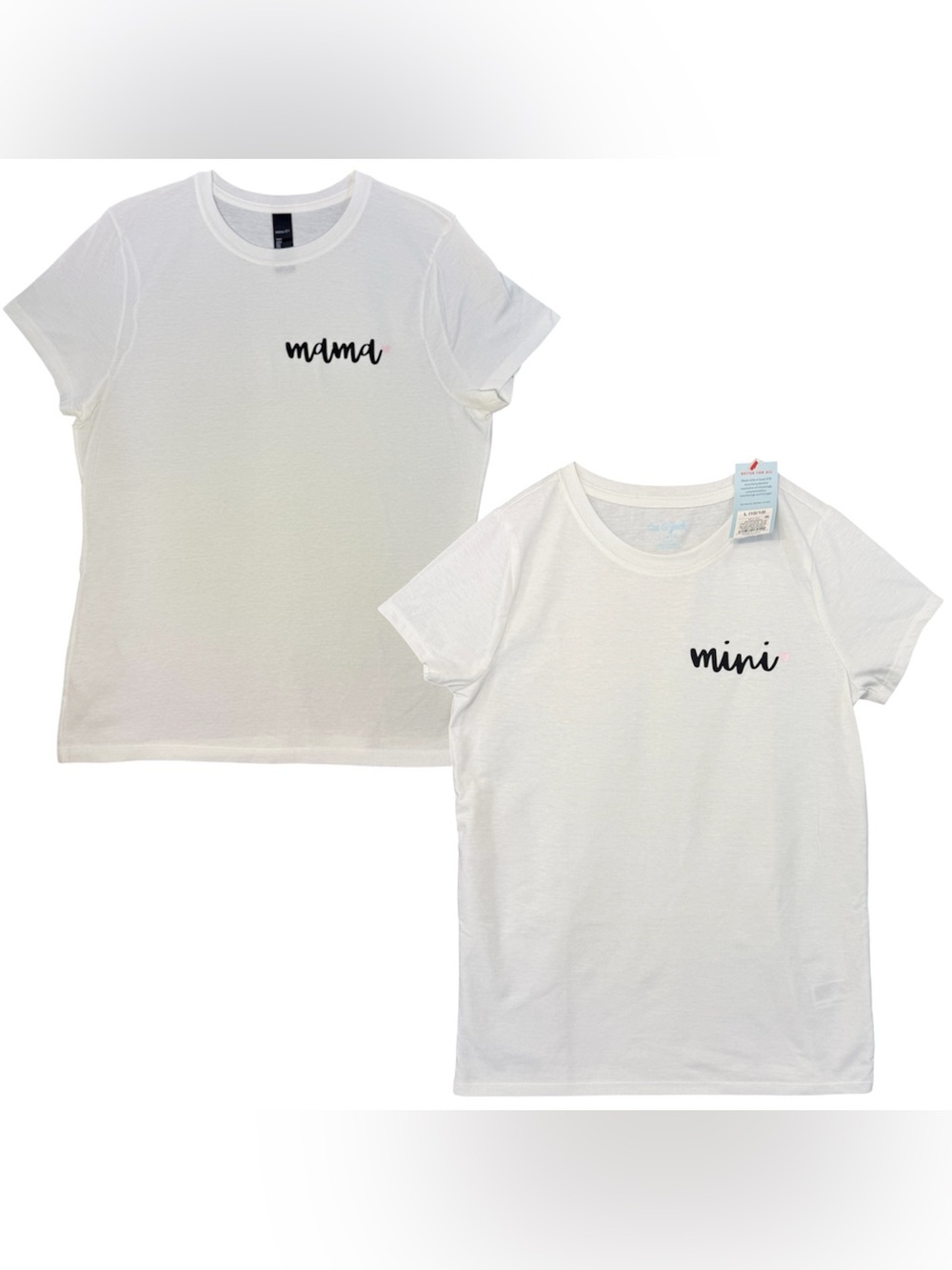 Matching Mama & Mini White Graphic T-Shirt Set | Size M & Kids L (10/12)